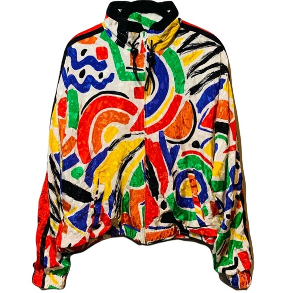 80’s Tail Vintage Tennis Zip Up Jacket with Vibrant Abstract Print - Picture 11 of 11